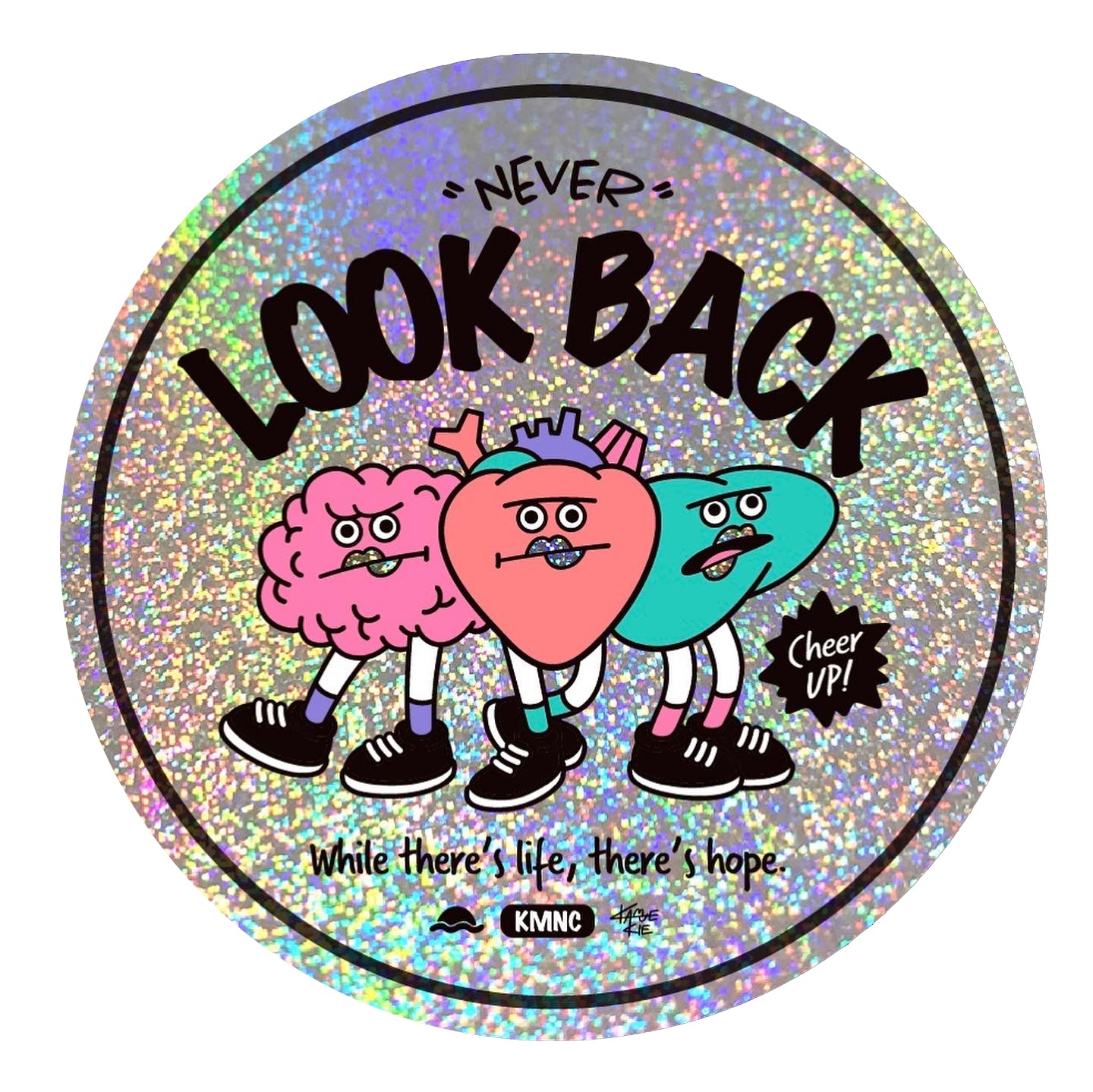 ホログラムステッカー「NEVER LOOK BACK」(耐水)